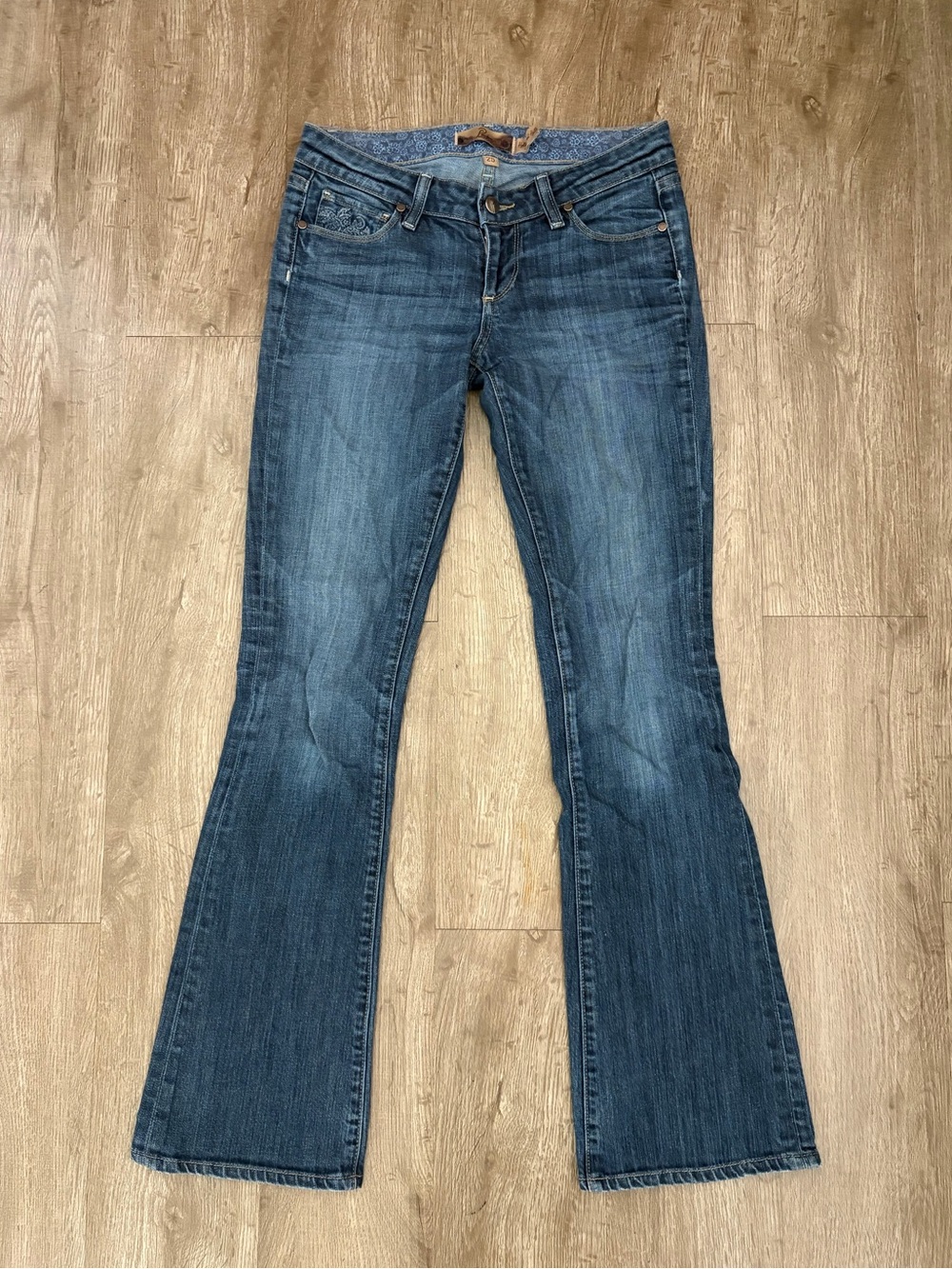 Vintage Y2K PAIGE Premium Denim Boot Cut Jeans Size 25 Embroidered Low Rise USA